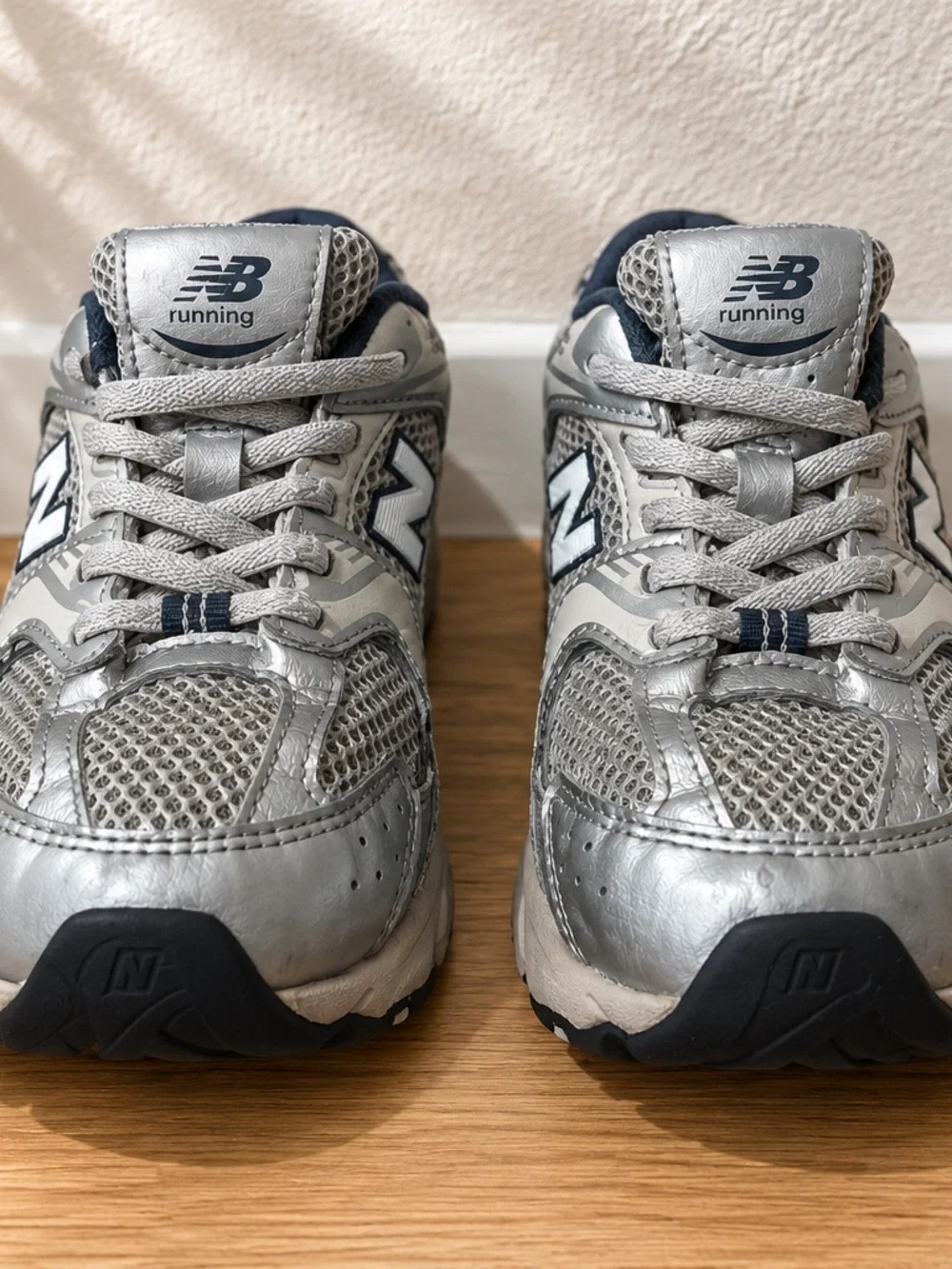 New Balance Kids Silver Gray Mesh Running Sneakers